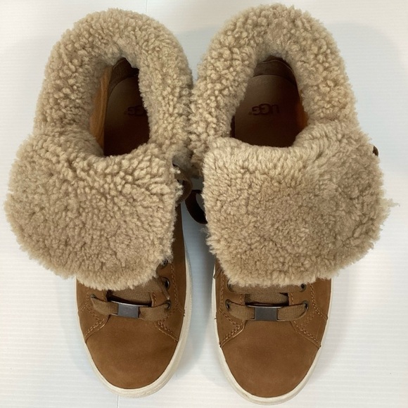 Ugg Starlyn Shearling High Top Sneakers Women’s 8.5 Chestnut Leather Boot - Picture 7 of 7